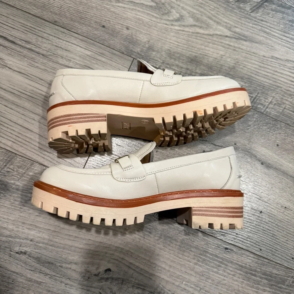 ZBY Chunky Platform Lug Sole Loafers Cream Off-White Women's Size 6